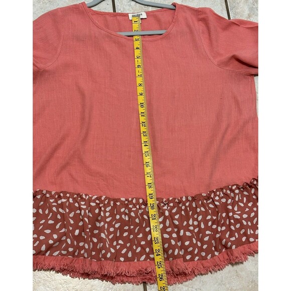 Umgee Size M Linen Blend Mix Media Animal Print Tunic Top Boho Festival - Picture 9 of 9